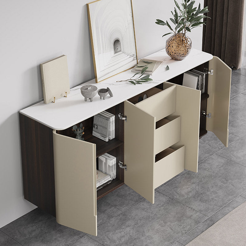 Stone Buffet Server Modern Style Side Board with Drawers and Cabinets