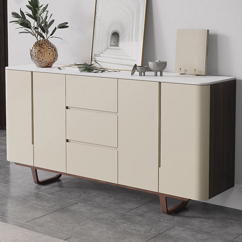 Stone Buffet Server Modern Style Side Board with Drawers and Cabinets