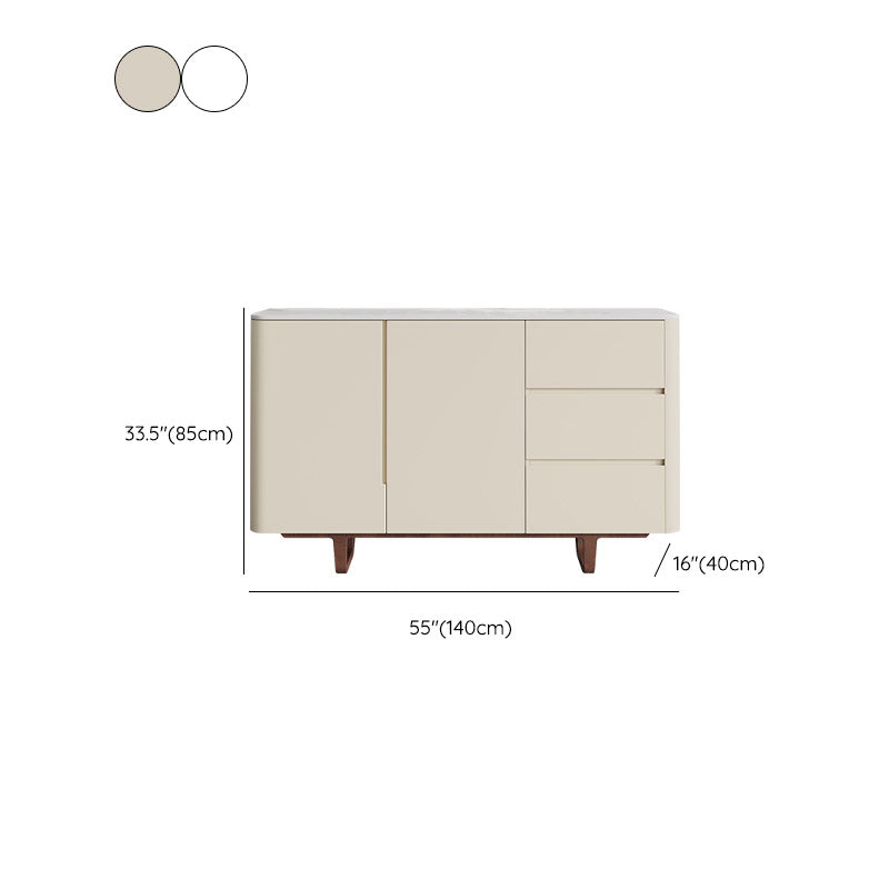 Stone Buffet Server Modern Style Side Board with Drawers and Cabinets