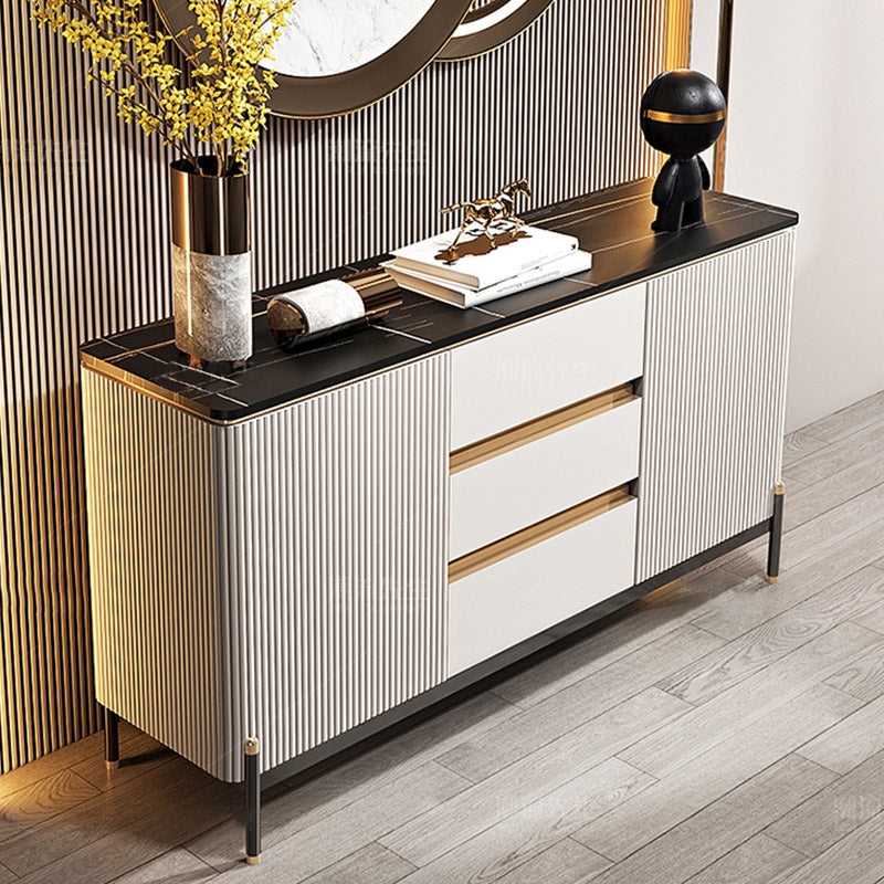 Stone Buffet Server Modern Style Side Board with Cabinets and Drawers