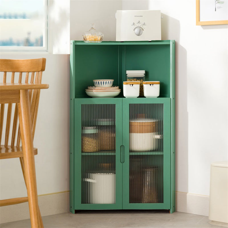 Bamboo Sideboard Table with Shelves Contemporary Dining Server