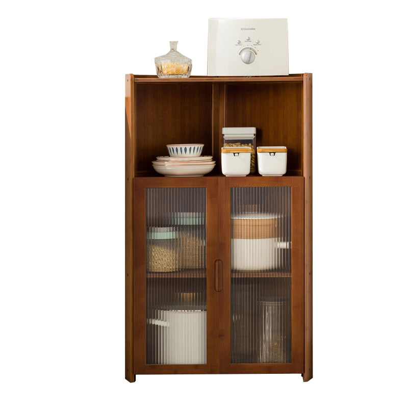 Bamboo Sideboard Table with Shelves Contemporary Dining Server