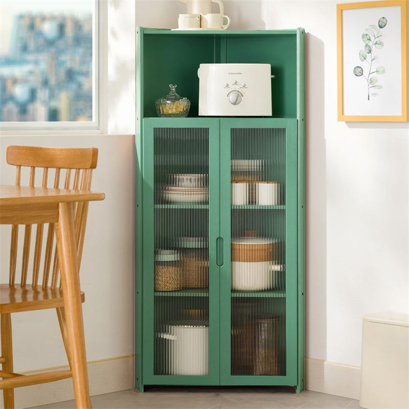 Bamboo Sideboard Table with Shelves Contemporary Dining Server