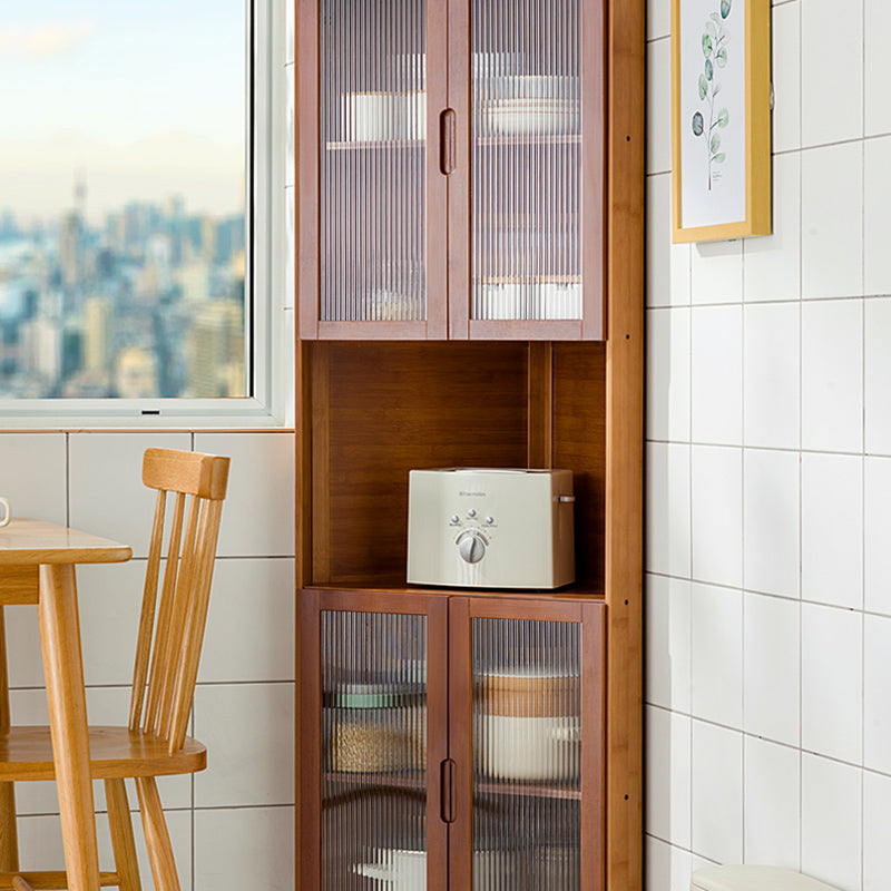 Bamboo Sideboard Table with Shelves Contemporary Dining Server