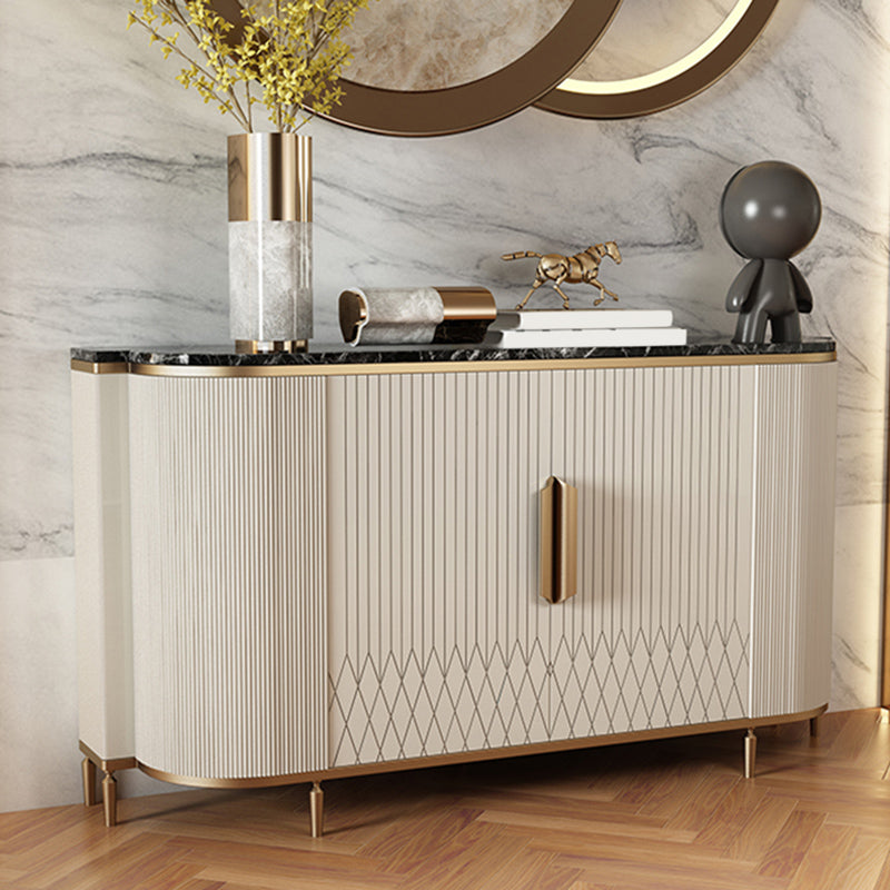 Modern Sideboard Table Faux Marble and Wood Sideboard Cabinet