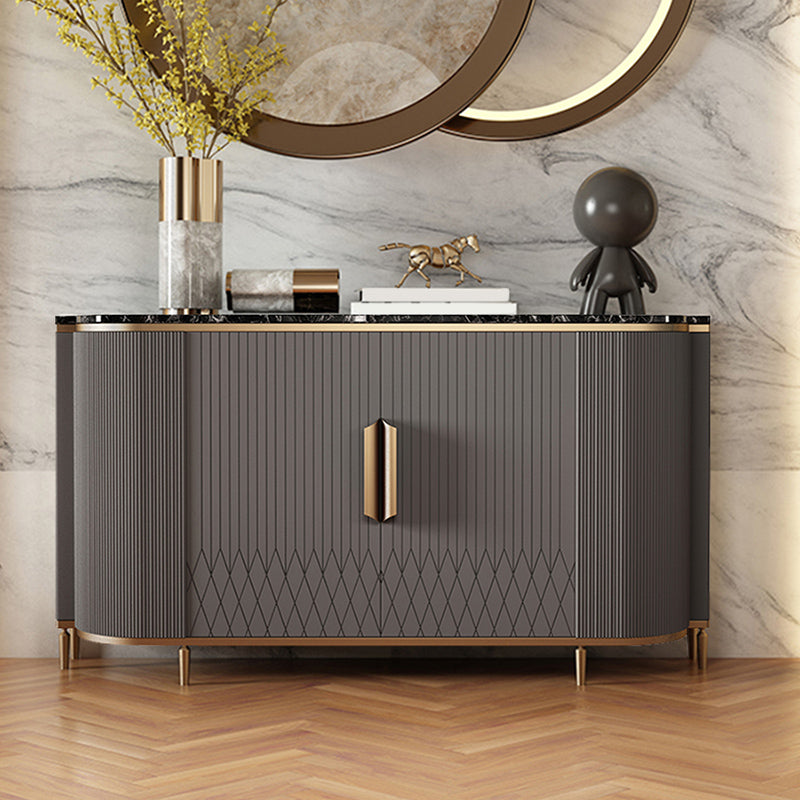 Modern Sideboard Table Faux Marble and Wood Sideboard Cabinet