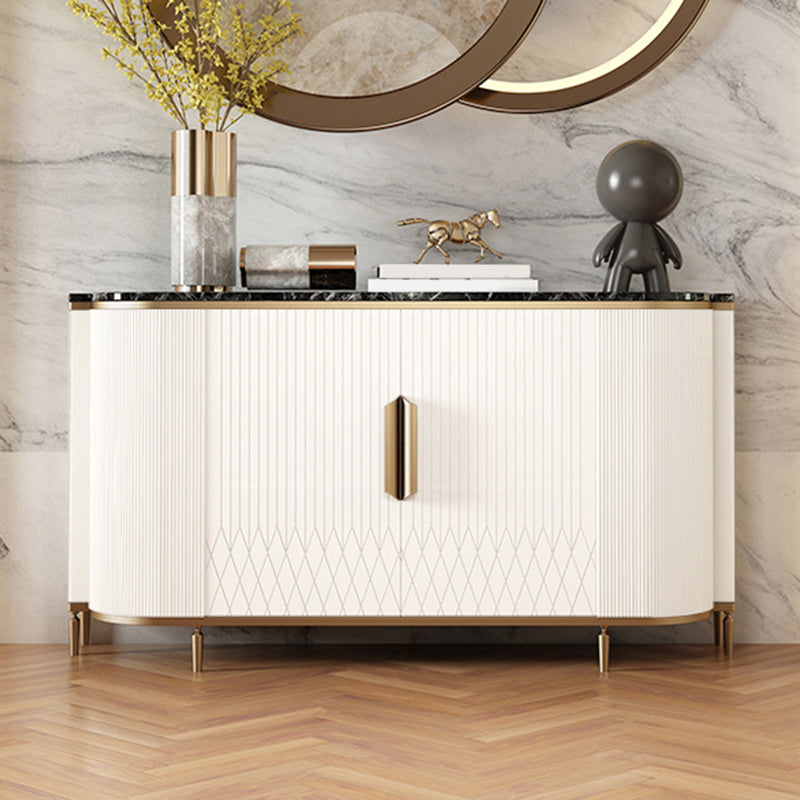 Modern Sideboard Table Faux Marble and Wood Sideboard Cabinet