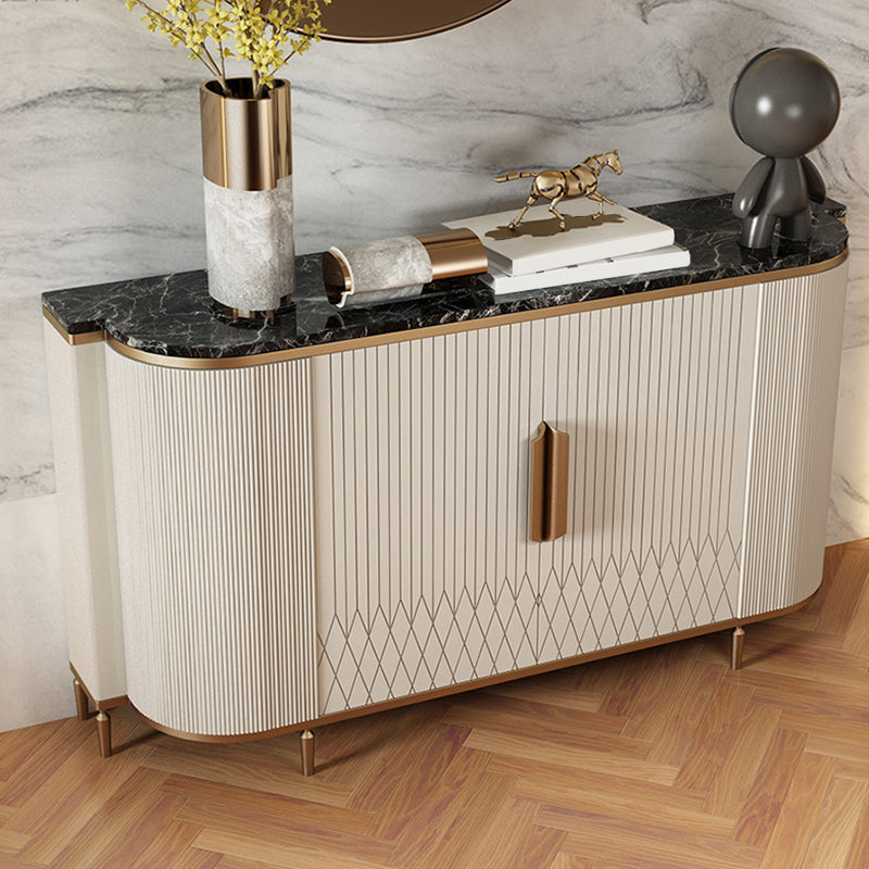 Modern Sideboard Table Faux Marble and Wood Sideboard Cabinet