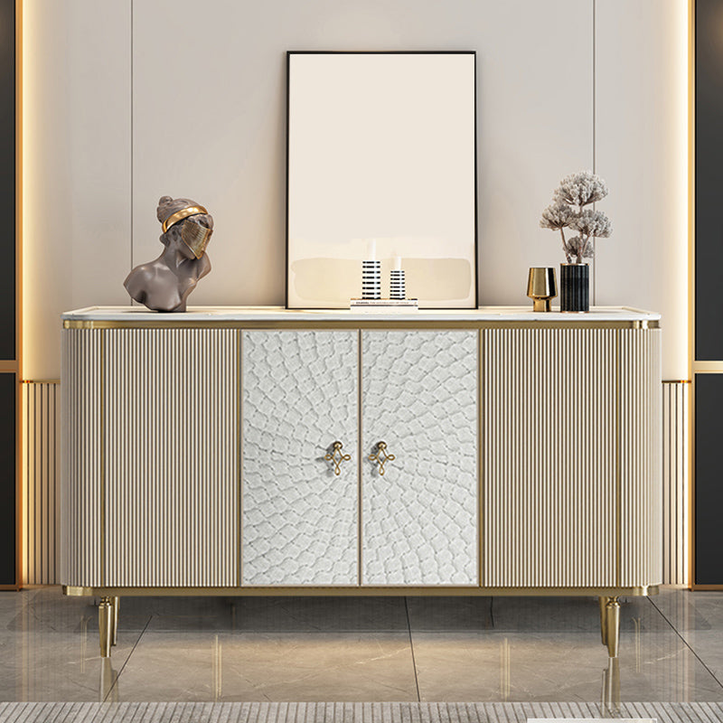 Glam Sideboard Cabinet Stone and Engineered Wood Buffet Server