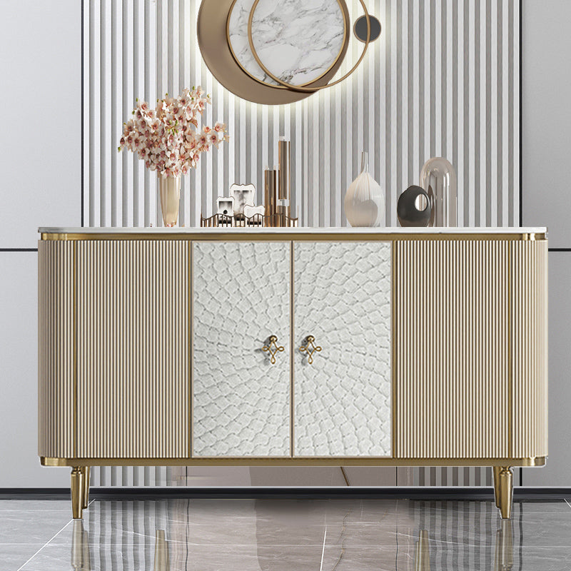 Glam Sideboard Cabinet Stone and Engineered Wood Buffet Server