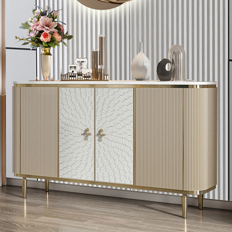 Glam Sideboard Cabinet Stone and Engineered Wood Buffet Server