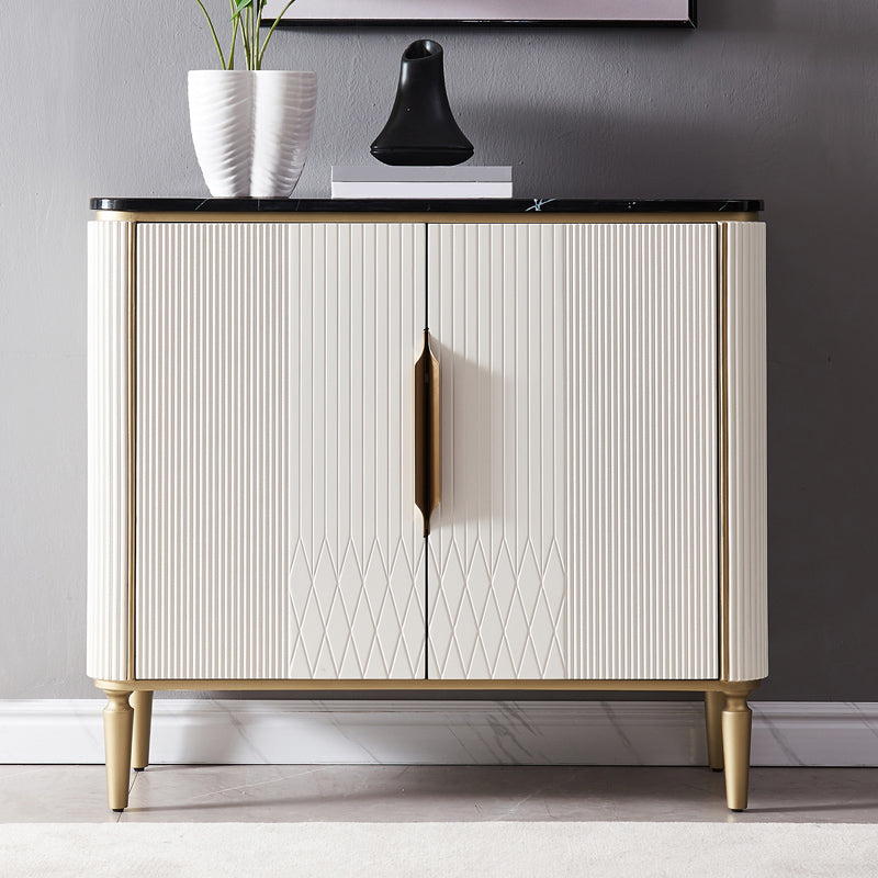 Glam Sideboard Cabinet Stone and Engineered Wood Buffet Server