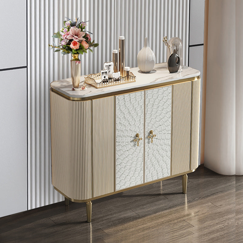 Glam Sideboard Cabinet Stone and Engineered Wood Buffet Server