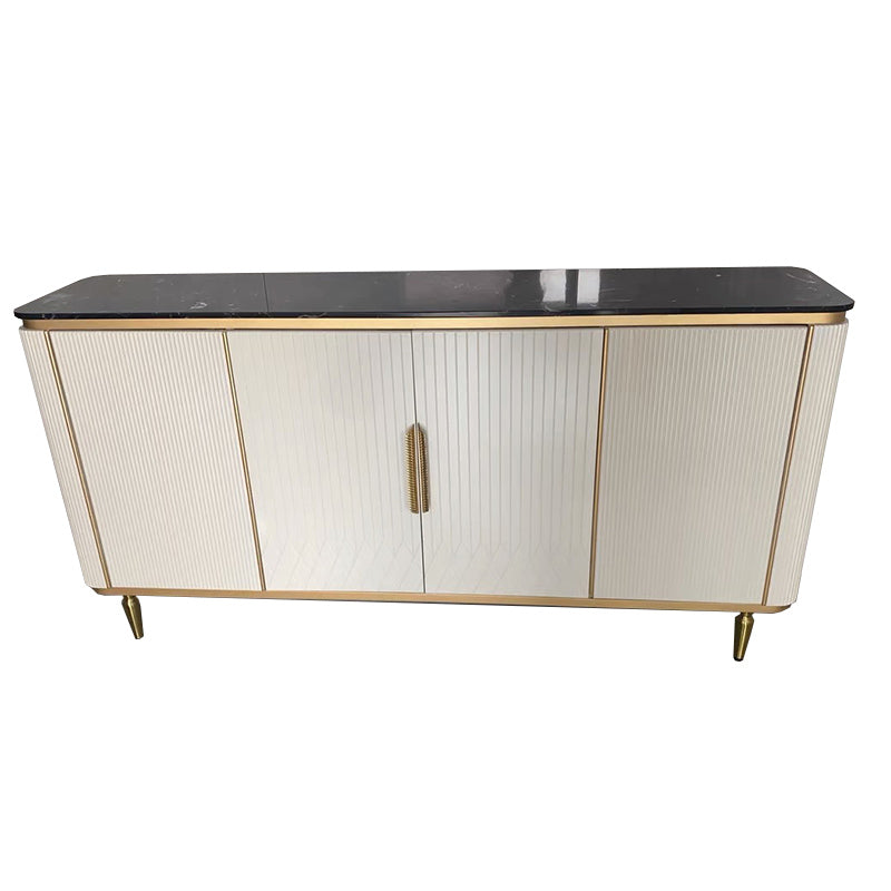 Glam Sideboard Cabinet Stone and Engineered Wood Buffet Server