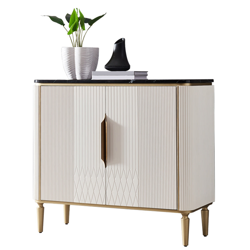 Glam Sideboard Cabinet Stone and Engineered Wood Buffet Server