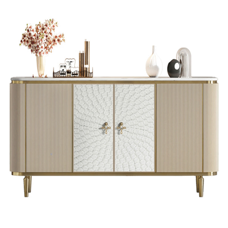 Glam Sideboard Cabinet Stone and Engineered Wood Buffet Server