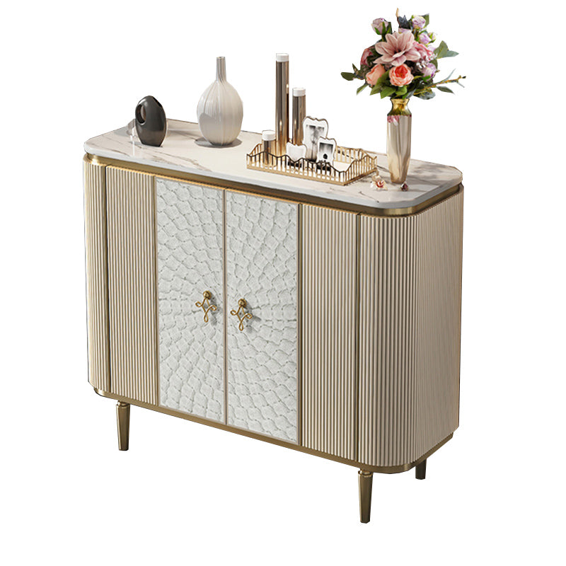 Glam Sideboard Cabinet Stone and Engineered Wood Buffet Server