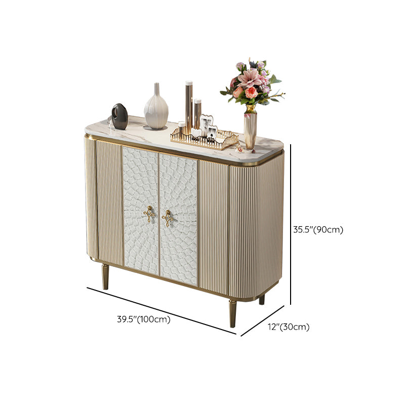 Glam Sideboard Cabinet Stone and Engineered Wood Buffet Server