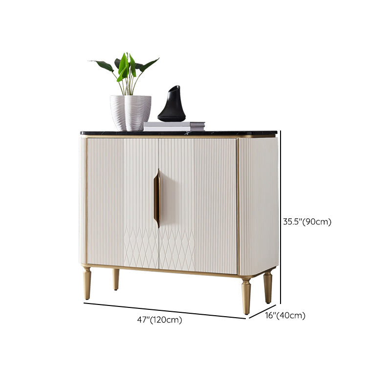 Glam Sideboard Cabinet Stone and Engineered Wood Buffet Server