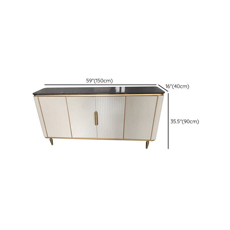 Glam Sideboard Cabinet Stone and Engineered Wood Buffet Server