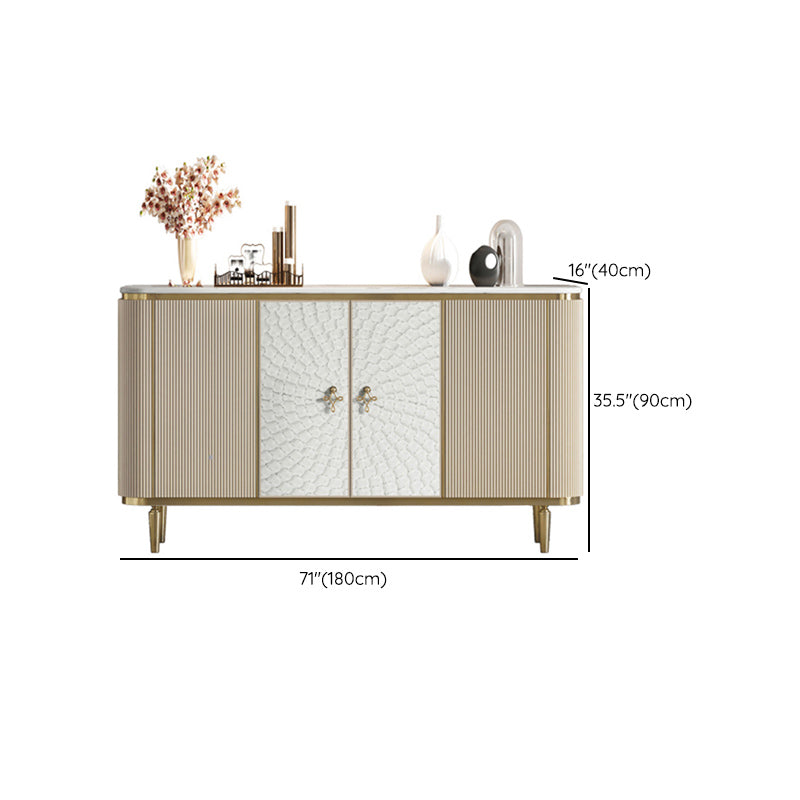 Glam Sideboard Cabinet Stone and Engineered Wood Buffet Server