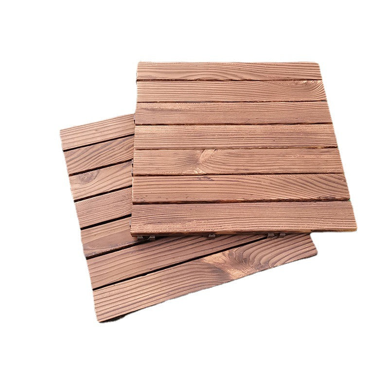 7-Slat Square Wood Floor Tiles Snapping Installation Outdoor Flooring Tiles