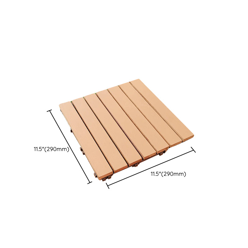 Yellow 6-Slat Square Wood Flooring Tiles Snap Fit Installation Floor Board Tiles