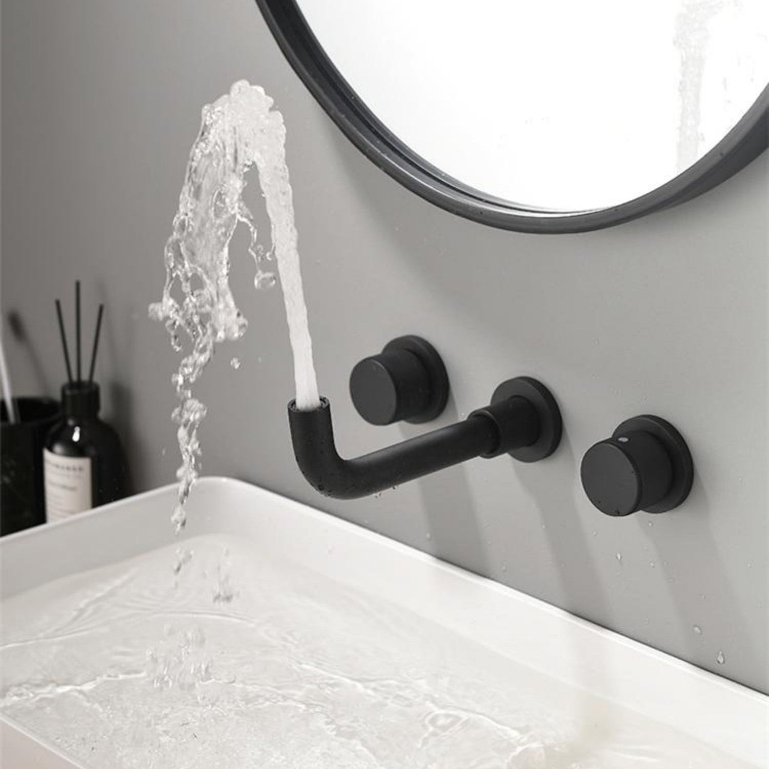 Knob Handle Wall Mounted Bathroom Faucet Industrial Vintage Sink Faucet