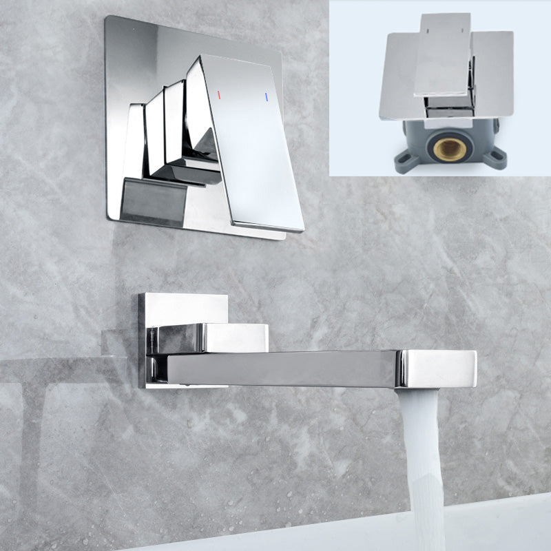 Contemporary Widespread Wall Mounted Bathroom Sink Faucet Swivel Spout