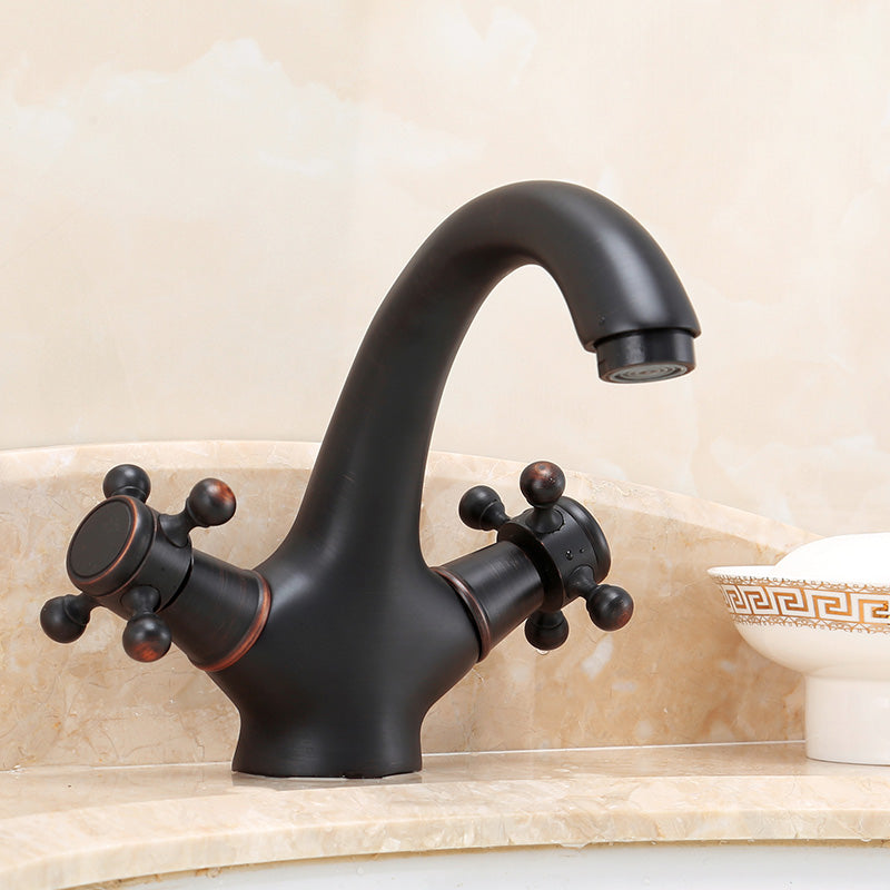 Industrial Centerset Bathroom Sink Faucet Vintage Cross Handles Lavatory Faucet