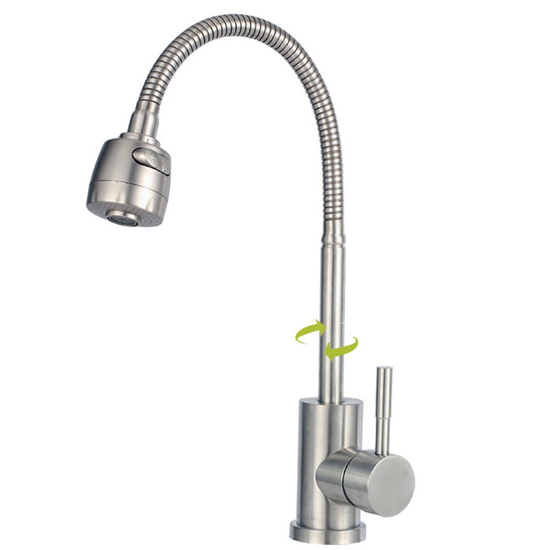 Stainless Steel Kitchen Faucet Single Handle Gooseneck Faucet