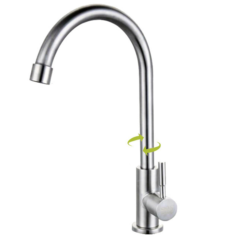 Stainless Steel Kitchen Faucet Single Handle Gooseneck Faucet