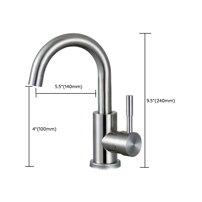 Stainless Steel Kitchen Faucet Single Handle Gooseneck Faucet