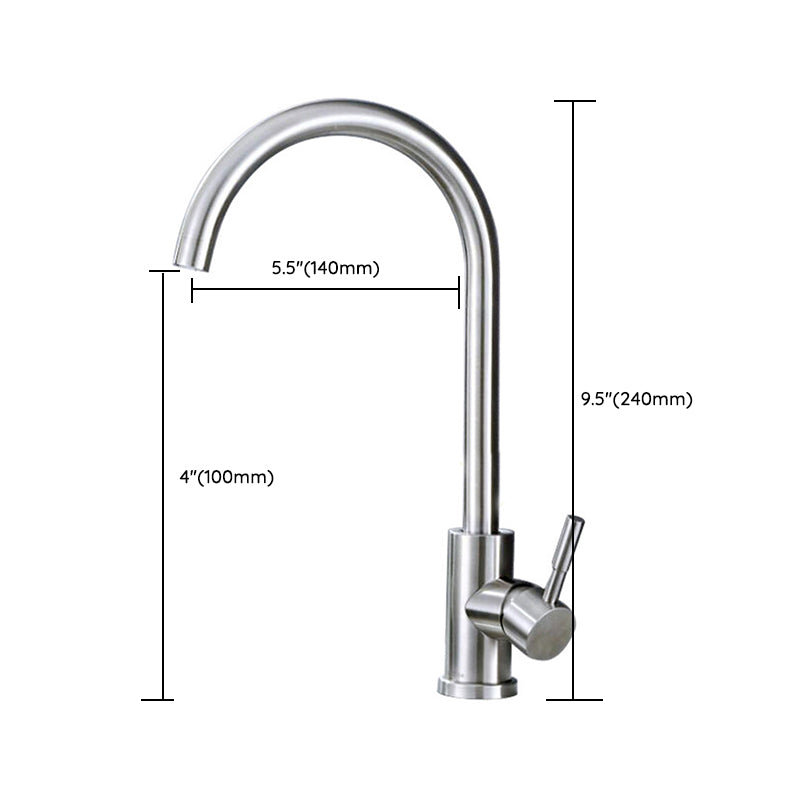 Stainless Steel Kitchen Faucet Single Handle Gooseneck Faucet