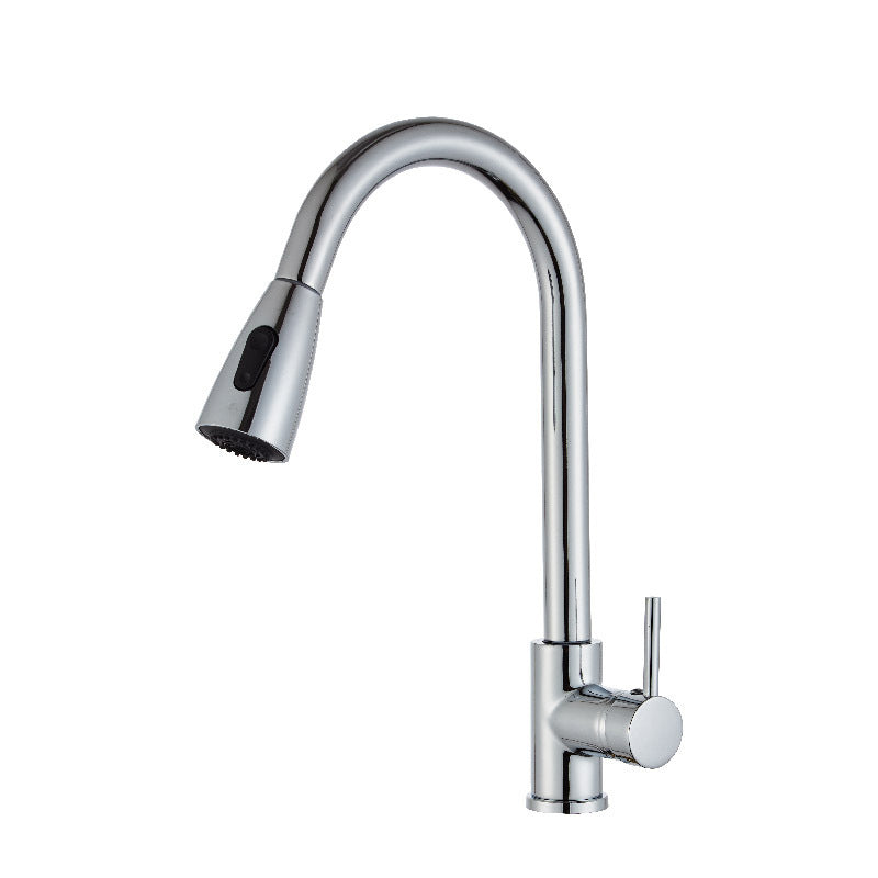 Modern Spray Kitchen Faucet Brass Pulldown Sprayer Swivel Spout Bridge Faucet