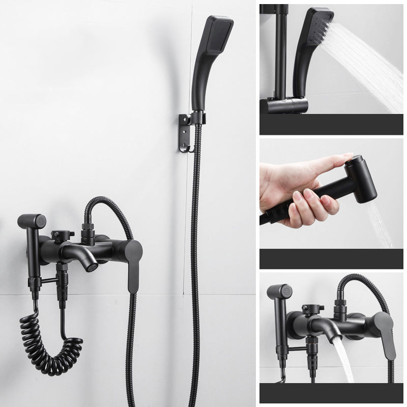 Black Wall Mounted Shower Head Combo Modern Metal Shower System