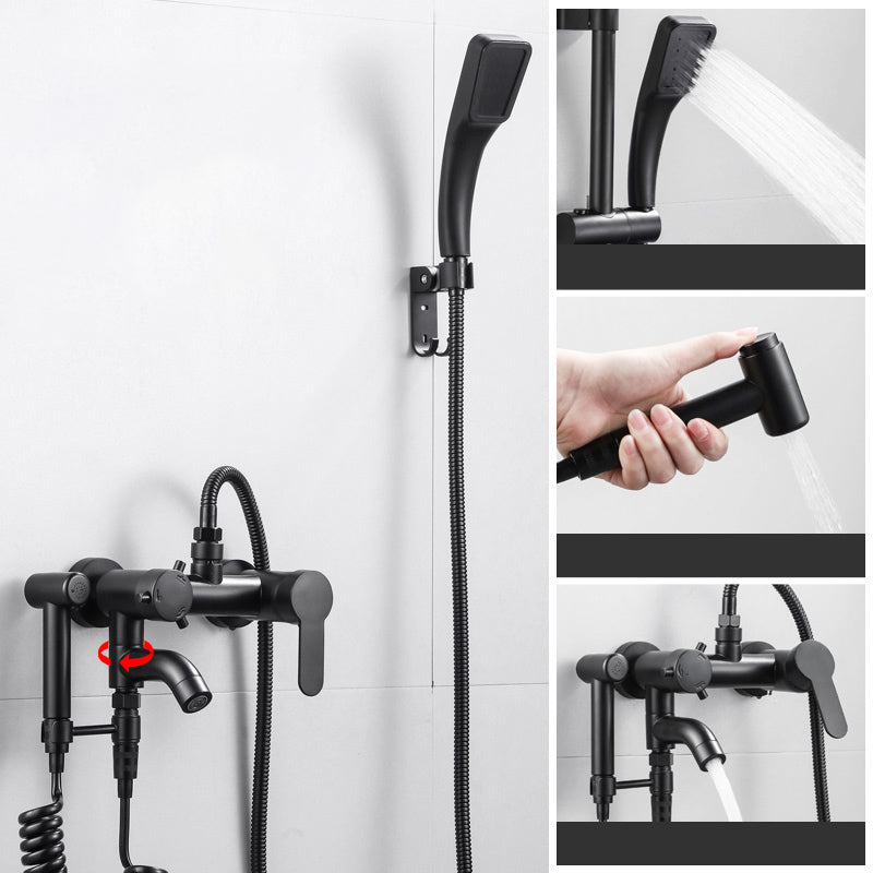 Black Wall Mounted Shower Head Combo Modern Metal Shower System