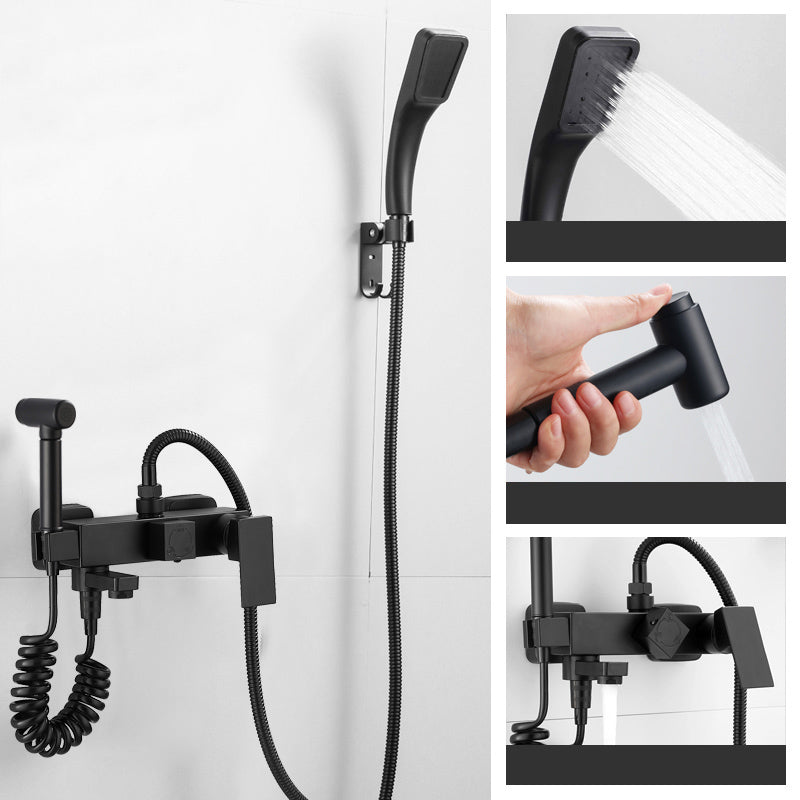 Black Wall Mounted Shower Head Combo Modern Metal Shower System