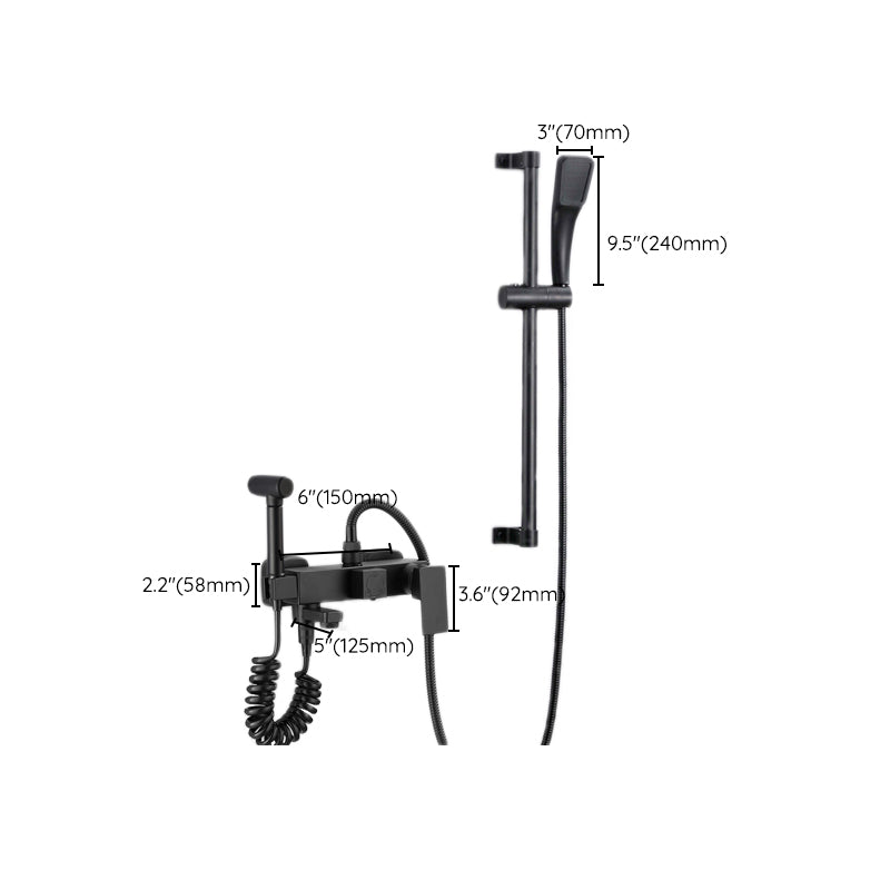 Black Wall Mounted Shower Head Combo Modern Metal Shower System