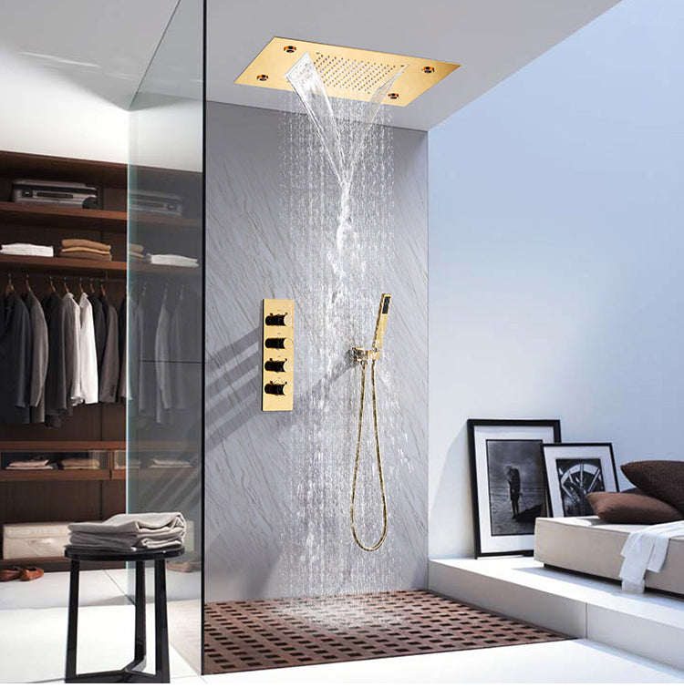 Ceiling Mounted Shower System Raining Jet Handheld Shower Head Shower System