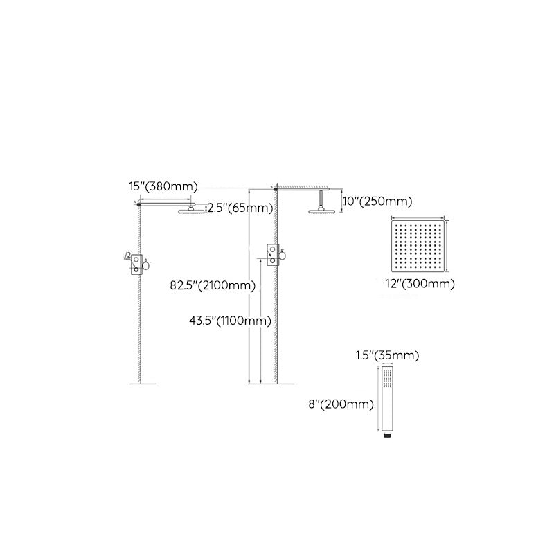 Modern Shower System Brass Temperature Control Ceiling Mounted Shower Head Combo