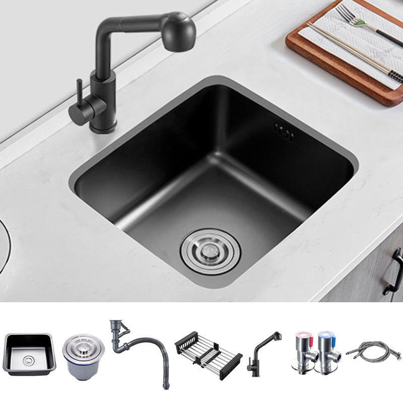 Square Stainless Steel Sink in black with Strainer Drop-In Kitchen Sink