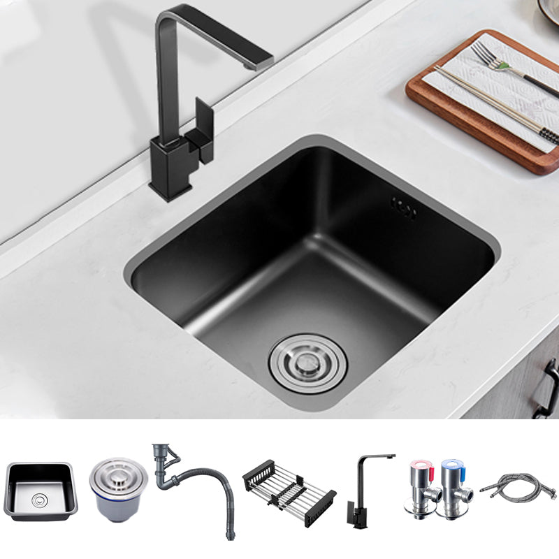 Square Stainless Steel Sink in black with Strainer Drop-In Kitchen Sink