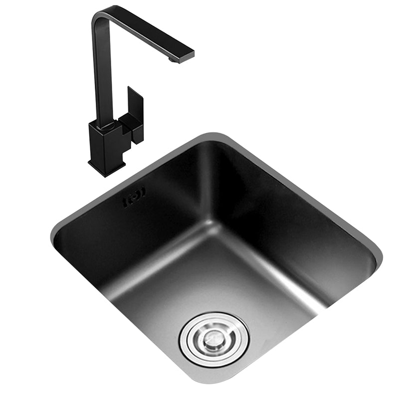 Square Stainless Steel Sink in black with Strainer Drop-In Kitchen Sink