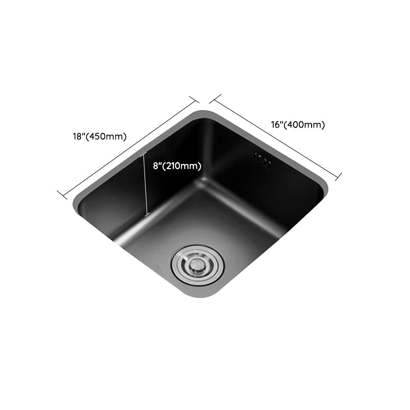 Square Stainless Steel Sink in black with Strainer Drop-In Kitchen Sink