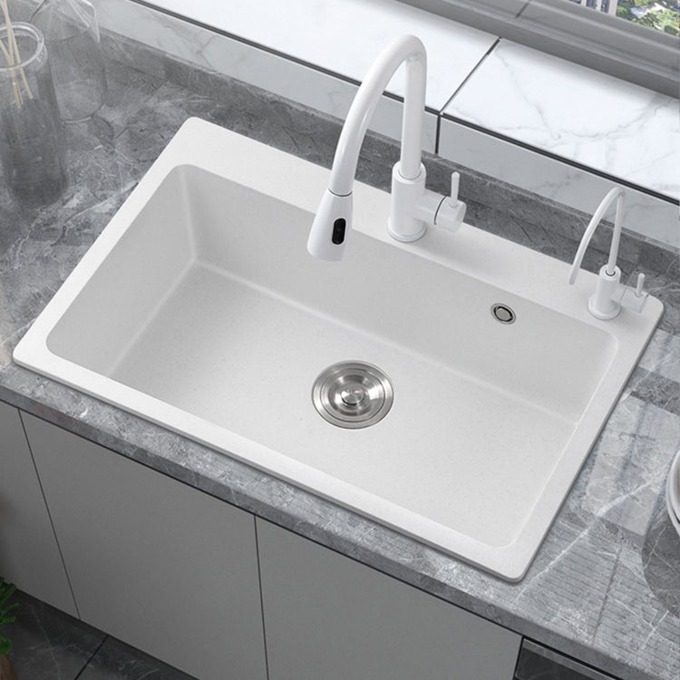 Quartz Kitchen Sink Rectangular Shape Single Bowl Kitchen Sink with Drain Strainer Kit