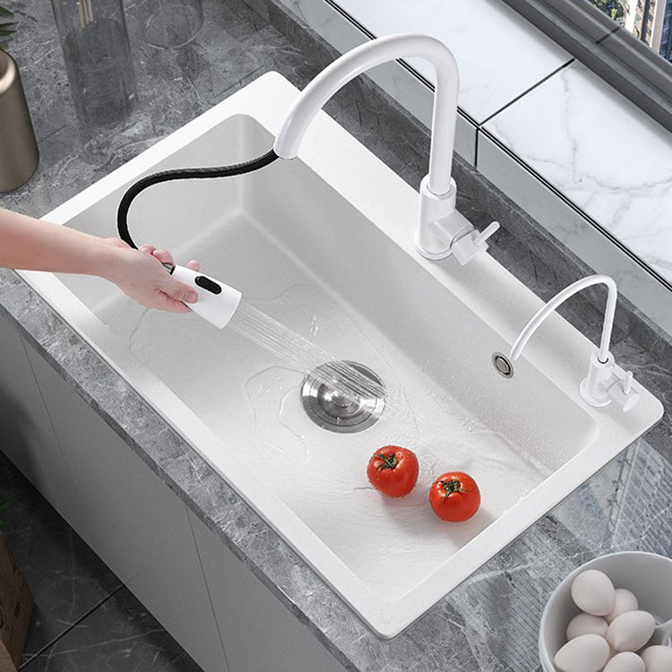 Quartz Kitchen Sink Rectangular Shape Single Bowl Kitchen Sink with Drain Strainer Kit