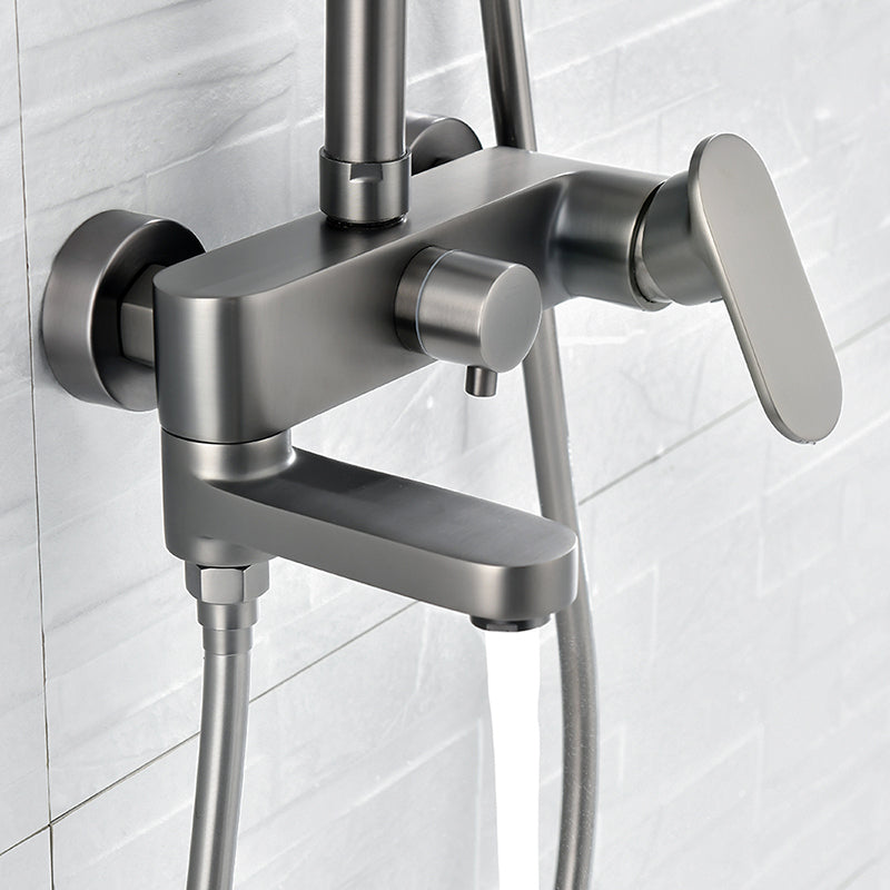 Square Shower System Wall Mount Shower Arm Grey Shower System with Shower Hose