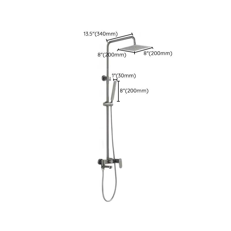 Square Shower System Wall Mount Shower Arm Grey Shower System with Shower Hose