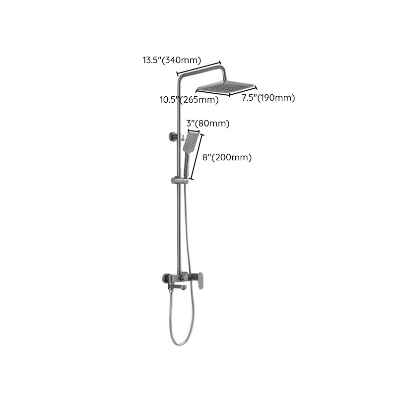 Square Shower System Wall Mount Shower Arm Grey Shower System with Shower Hose